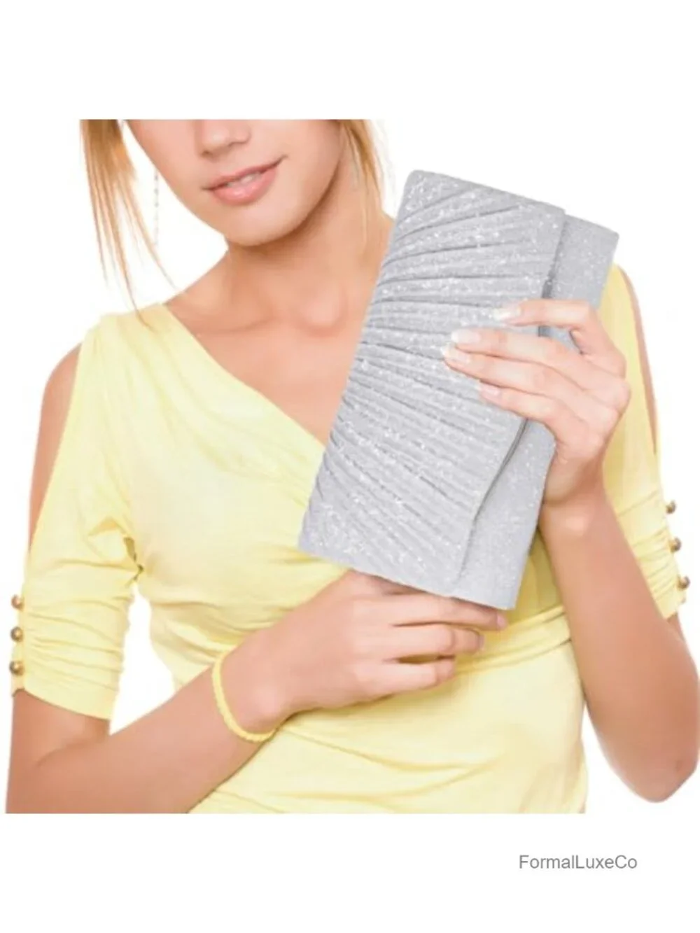 Sequin Evening Clutch Bag with Detachable Chain - Formal Party Purse